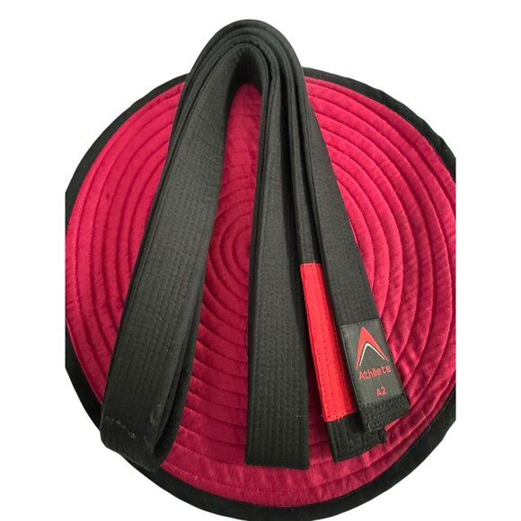 Athllete A2 Black Jiu-Jitsu Belt With Red Rank Bar - Picture 10 of 13